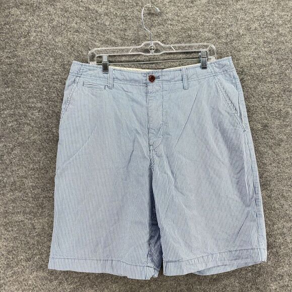 5/$45 J. Crew Shorts Men 34 Blue Striped Mid Rise Bermuda Flat Front Cotton - Picture 4 of 9